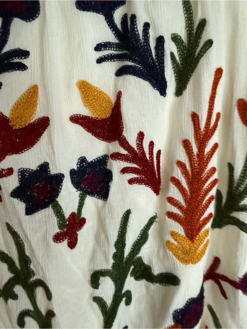 Laurie Felt Boho Embroidered White Peasant top Multicolor Floral size medium - Picture 5 of 13